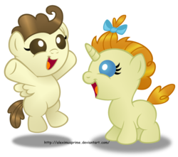 Size: 1024x905 | Tagged: safe, artist:aleximusprime, pound cake, pumpkin cake, pegasus, pony, unicorn, g4, baby, baby pony, brother and sister, cake twins, colt, female, filly, happy, male, siblings, simple background, transparent background, twins