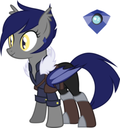 Size: 2783x2961 | Tagged: safe, artist:duskthebatpack, oc, oc only, oc:lapis, bat pony, pony, fallout equestria, boots, clothes, cutie mark, earring, fangs, female, fluffy, mare, merchant, piercing, short mane, shoulder pads, simple background, solo, transparent background, vector