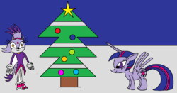 Size: 1204x633 | Tagged: safe, artist:killerbug2357, twilight sparkle, alicorn, pony, g4, 1000 hours in ms paint, blaze the cat, christmas tree, crossover, female, mare, ms paint, sonic the hedgehog (series), tree, twilight sparkle (alicorn)