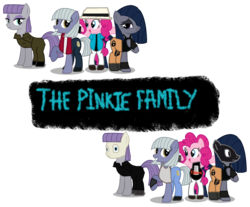 Size: 1573x1300 | Tagged: safe, artist:skulluigi, limestone pie, maud pie, pinkie pie, oc, oc:minkie pie, fanfic:muffins, g4, braun strowman, bray wyatt, clothes, erick rowan, fanfic art, fedora, hat, jeans, jumpsuit, luke harper, mask, pants, parody, pie sisters, sheep mask, tank top, wrestling, wwe, wyatt family