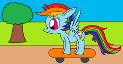 Size: 1202x631 | Tagged: safe, artist:killerbug2357, rainbow dash, g4, 1000 hours in ms paint, female, ms paint, skateboard, solo