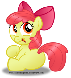 Size: 1024x1115 | Tagged: safe, artist:aleximusprime, apple bloom, earth pony, pony, g4, adorabloom, butt, cute, female, plot, simple background, solo, transparent background