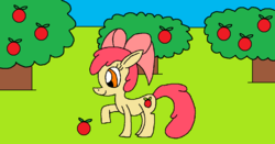 Size: 1202x631 | Tagged: safe, artist:killerbug2357, apple bloom, g4, 1000 hours in ms paint, apple, female, food, ms paint, solo, tree, wrong cutie mark