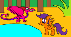 Size: 1209x638 | Tagged: safe, artist:killerbug2357, scootaloo, dragon, g4, 1000 hours in ms paint, ms paint, wrong cutie mark