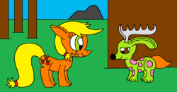 Size: 1205x633 | Tagged: safe, artist:killerbug2357, applejack, jackalope, g4, 1000 hours in ms paint, ms paint