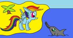 Size: 1205x633 | Tagged: safe, artist:killerbug2357, rainbow dash, dolphin, g4, 1000 hours in ms paint, ms paint