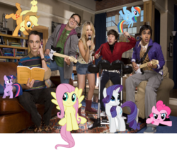 Size: 900x763 | Tagged: safe, applejack, fluttershy, pinkie pie, rainbow dash, rarity, twilight sparkle, human, g4, irl, irl human, mane six, photo, the big bang theory