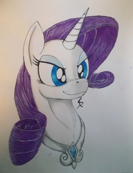 Size: 3216x4193 | Tagged: safe, artist:scribblepwn3, rarity, pony, unicorn, g4, female, pen drawing, portrait, solo, traditional art, watercolor painting