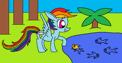 Size: 1024x538 | Tagged: safe, artist:killerbug2357, rainbow dash, fish, g4, 1000 hours in ms paint, ms paint