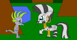 Size: 1024x538 | Tagged: safe, artist:killerbug2357, spike, zecora, zebra, g4, 1000 hours in ms paint, ms paint