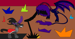 Size: 1024x542 | Tagged: safe, artist:killerbug2357, king sombra, g4, 1000 hours in ms paint, fight, magic, ms paint