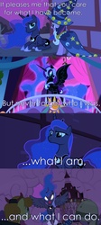 Size: 1280x2853 | Tagged: safe, edit, edited screencap, screencap, nightmare moon, princess luna, twilight sparkle, friendship is magic, g4, luna eclipsed, babylon 5, clothes, cosplay, costume, delenn, female, image macro, lesbian, meme, nightmare night, nightmare night costume, screencap comic, ship:twiluna, shipping, star swirl the bearded costume, twilight the bearded