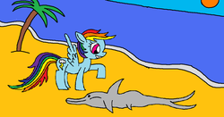 Size: 1024x536 | Tagged: safe, artist:killerbug2357, rainbow dash, dolphin, g4, 1000 hours in ms paint, ms paint