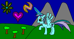 Size: 1024x539 | Tagged: safe, artist:killerbug2357, oc, oc only, oc:angelica, alicorn, pony, 1000 hours in ms paint, alicorn oc, magic, ms paint, solo