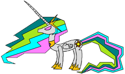 Size: 1024x609 | Tagged: safe, artist:killerbug2357, princess celestia, alicorn, pony, robot, g4, 1000 hours in ms paint, female, ms paint, simple background, solo, white background