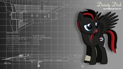 Size: 1024x576 | Tagged: safe, artist:admiraltigerclaw, oc, oc only, oc:dainty dish, pegasus, pony, lockheed corporation, pegasus oc, ponified, schematics, solo, sr-71 blackbird, stats