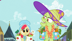 Size: 1366x768 | Tagged: safe, screencap, apple bloom, granny smith, family appreciation day, g4