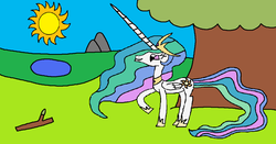 Size: 1024x537 | Tagged: safe, artist:killerbug2357, princess celestia, g4, 1000 hours in ms paint, female, ms paint, solo, sun