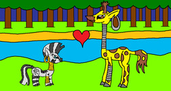 Size: 1024x543 | Tagged: safe, artist:killerbug2357, zecora, giraffe, zebra, g4, 1000 hours in ms paint, heart, ms paint