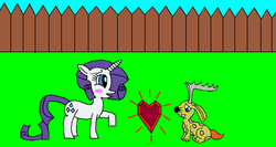Size: 1024x543 | Tagged: safe, artist:killerbug2357, rarity, jackalope, g4, 1000 hours in ms paint, crystal, heart, ms paint
