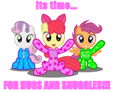 Size: 2440x1820 | Tagged: safe, artist:spellboundcanvas, apple bloom, scootaloo, sweetie belle, earth pony, pegasus, pony, unicorn, g4, adorabloom, applebetes, bronybait, clothes, cute, cutealoo, cutie mark crusaders, cutie mark cuties, diasweetes, female, filly, foal, footed sleeper, pajamas, simple background, transparent background, trio, weapons-grade cute