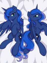 Size: 800x1067 | Tagged: safe, artist:theparagon, princess luna, alicorn, pony, g4, bedroom eyes, body pillow, body pillow design, butt, cute, female, looking at you, mare, one eye closed, plot, smiling, solo