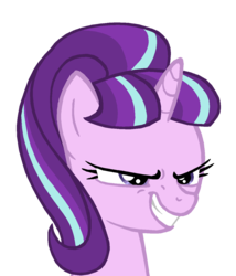 Size: 872x1020 | Tagged: safe, artist:lonewolf3878, starlight glimmer, pony, unicorn, g4, season 5, the cutie re-mark, bust, evil smile, female, grin, mare, png, s5 starlight, simple background, smiling, solo, transparent background