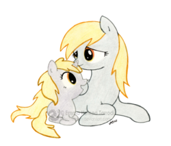Size: 800x683 | Tagged: safe, artist:emfen, derpy hooves, dinky hooves, pegasus, pony, g4, equestria's best mother, female, mare, simple background