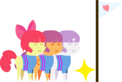 Size: 1280x863 | Tagged: safe, artist:caramel truffle, apple bloom, scootaloo, sweetie belle, g4, cutie mark crusaders, determination, frisk, friskaloo, pointy ponies, this will end in tears, undertale