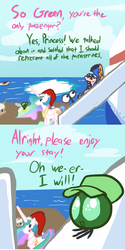 Size: 1000x2006 | Tagged: safe, princess celestia, oc, parasprite, vocational death cruise, g4, hat, ocean, santalestia