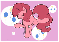 Size: 1050x750 | Tagged: safe, artist:j151, pinkie pie, g4, chest fluff, cute, cutie mark, diapinkes, ear fluff, eyes closed, female, open mouth, ponk, signature, solo