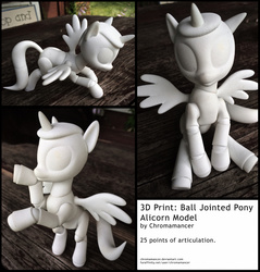 Size: 1200x1256 | Tagged: safe, artist:chromamancer, alicorn, pony, 3d, 3d model, 3d print, articulated, ball jointed doll, figure, figurine, poses, sculpture, solo, traditional art