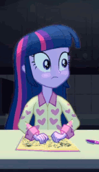 Size: 269x467 | Tagged: safe, artist:klystron2010, edit, edited screencap, screencap, twilight sparkle, equestria girls, g4, my little pony equestria girls: rainbow rocks, animated, barry allen repeatedly crashes into a sparkling toilet, explicit source, female, gif, jaw drop, open mouth, solo, wat, youtube poop