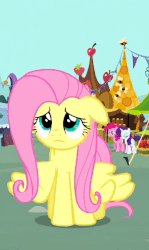 Size: 378x636 | Tagged: safe, screencap, fluttershy, pinkie pie, rarity, pony, g4, putting your hoof down, animated, cute, female, floppy ears, shyabetes