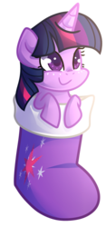 Size: 765x1640 | Tagged: safe, artist:drawntildawn, twilight sparkle, g4, c:, christmas, christmas stocking, cute, female, leaning, smiling, solo, twiabetes