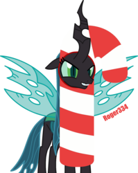 Size: 1279x1604 | Tagged: safe, artist:roger334, queen chrysalis, g4, candy, candy cane, christmas changeling, female, food, hearth's warming eve, inkscape, parody, ponyscape, simple background, solo, transparent background, vector