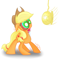 Size: 3850x4010 | Tagged: safe, artist:mr-degration, applejack, earth pony, pony, g4, female, hypnojack, hypnosis, pendulum swing, simple background, solo, transparent background