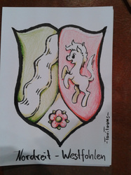Size: 1280x1707 | Tagged: safe, artist:taritoons, coat of arms, german comic con, germany, heraldry, nrw, ponified, traditional art
