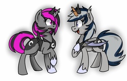 Size: 3652x2320 | Tagged: safe, artist:themodpony, oc, oc only, oc:daturea eventide, oc:midnight aperture, bat pony, pony, unicorn, clothes, cosplay, costume, halloween, high res, surprised