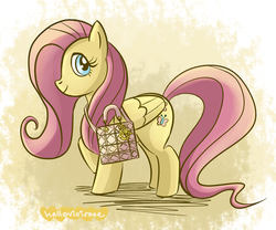 Size: 1200x1000 | Tagged: safe, artist:vanillarem, fluttershy, g4, bag, christian dior, dior, female, solo