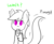 Size: 507x412 | Tagged: safe, artist:askhypnoswirl, oc, oc only, oc:maraco arco, bat pony, pony, ask, behaving like a dog, collar, cute, lineart, tail wag, text