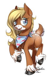 Size: 550x801 | Tagged: safe, artist:moenkin, oc, oc only, deer pony, original species, clothes, commission, ear piercing, earring, jewelry, piercing, scarf, simple background, solo, transparent background, unshorn fetlocks
