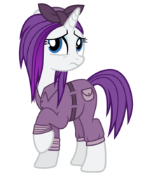 Size: 2600x3000 | Tagged: safe, artist:cheezedoodle96, rarity, pony, unicorn, g4, the cutie re-mark, .svg available, alternate hairstyle, alternate timeline, belt, clothes, crystal war timeline, female, headscarf, high res, mare, overalls, rarity the riveter, sad, scarf, simple background, solo, svg, sweat, transparent background, vector