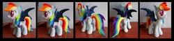 Size: 6752x1600 | Tagged: safe, artist:calusariac, rainbow dash, bat pony, pony, g4, irl, photo, plushie, race swap, rainbowbat, solo