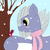 Size: 2000x2000 | Tagged: safe, artist:periodicbrony, limestone pie, bird, earth pony, pony, g4, 30 minute art challenge, blushing, clothes, cute, female, high res, limabetes, mare, scarf, snow, snowfall, solo