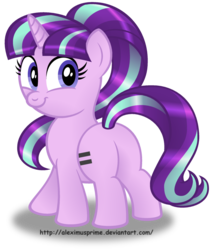 Size: 1024x1216 | Tagged: safe, artist:aleximusprime, part of a set, starlight glimmer, pony, unicorn, g4, butt, cute, equal cutie mark, female, glimmer glutes, glimmerbetes, looking back, mare, plot, simple background, smiling, solo, transparent background