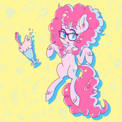 Size: 2000x2000 | Tagged: safe, artist:omegaozone, pinkie pie, g4, cute, falling, female, food, glasses, high res, milkshake, solo