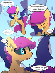 Size: 1080x1443 | Tagged: safe, artist:darkflame75, scootaloo, bat pony, pony, g4, bat ponified, comic, dreamscape, female, race swap, scootabat, solo, student of the night, tumblr