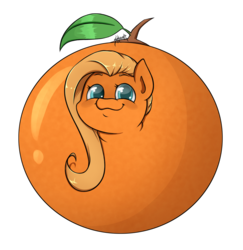 Size: 1024x1053 | Tagged: safe, artist:midnightpremiere, fluttershy, g4, what about discord?, :3, female, flutterrange, food, food transformation, inanimate tf, orange, orangified, shirt design, simple background, solo, transformation, transparent background