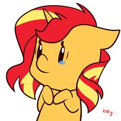 Size: 596x596 | Tagged: safe, artist:estrill, sunset shimmer, pony, unicorn, g4, bby, crying, female, simple background, solo, white background
